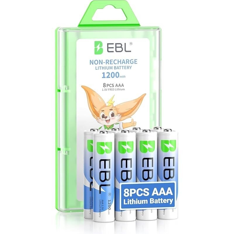 Reliable Backup Power: 8-Pack EBL AAA Lithium Batteries 1200mAh