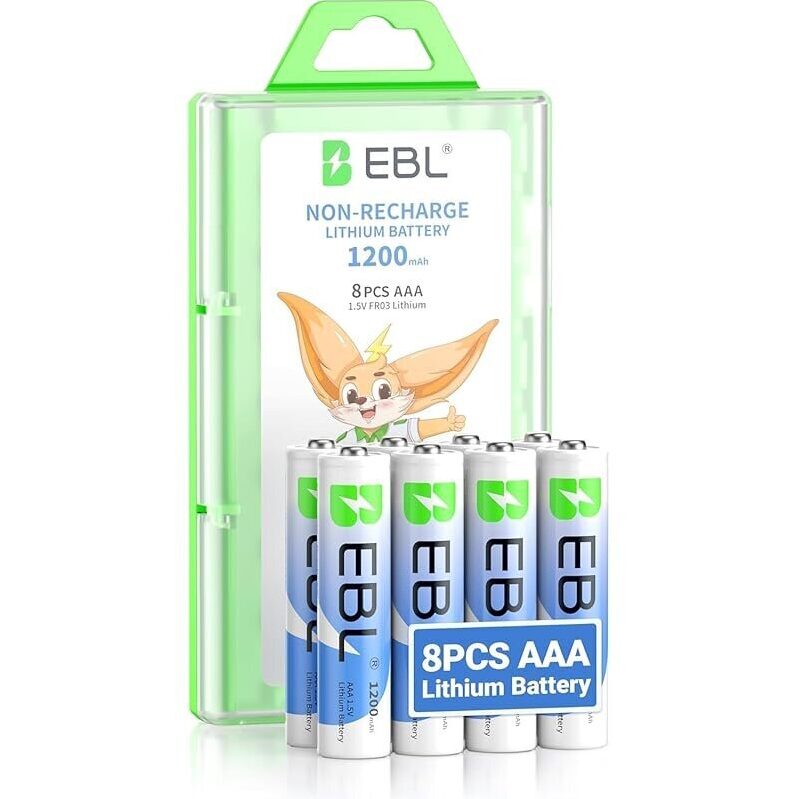 Reliable Backup Power: 8-Pack EBL AAA Lithium Batteries 1200mAh