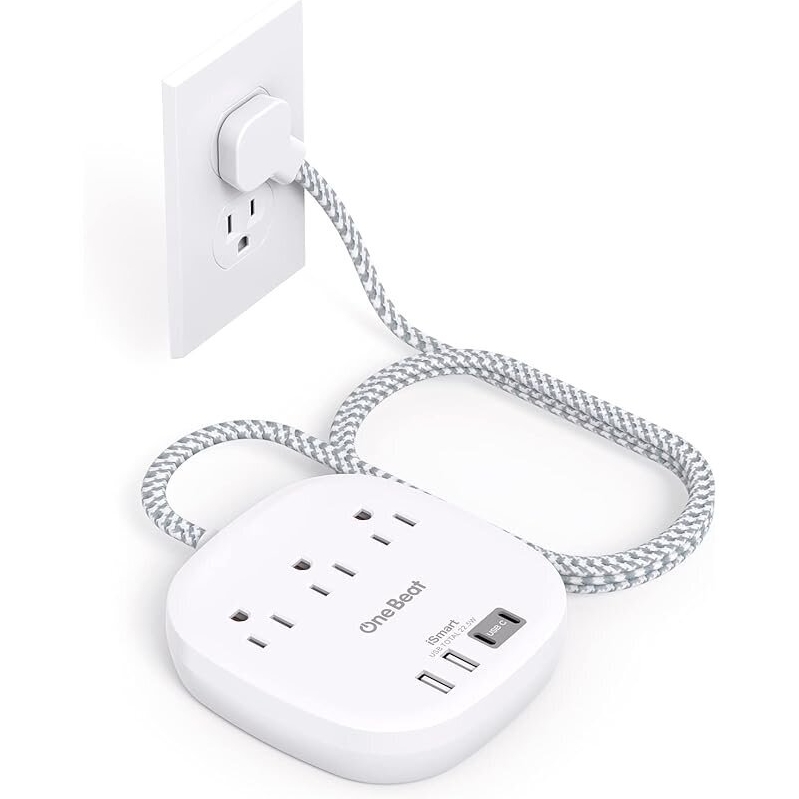 One Beat Flat Plug Power Strip - Maximize Your Outlets Efficiently
