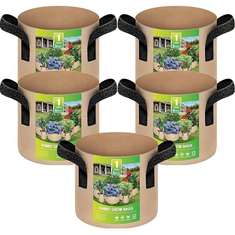 5pk YSSOA Grow Bags Heavy Duty 1 Gallon