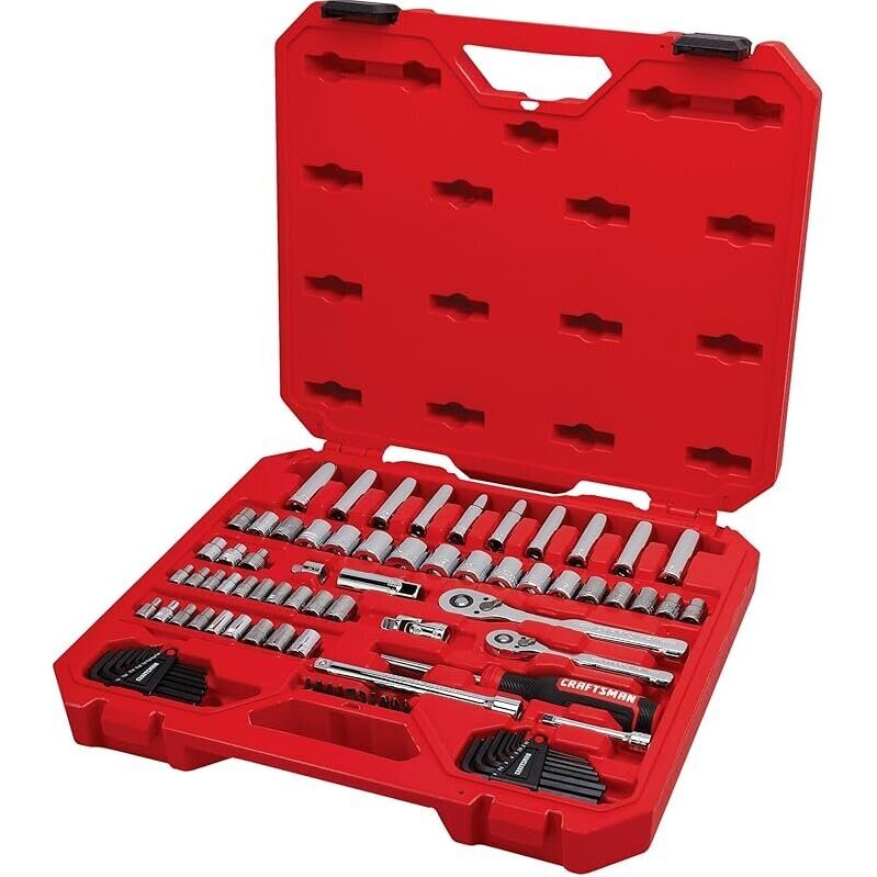 83-Piece SAE/Metric Mechanics Tool Set with Improved Low-Profile Ratchets