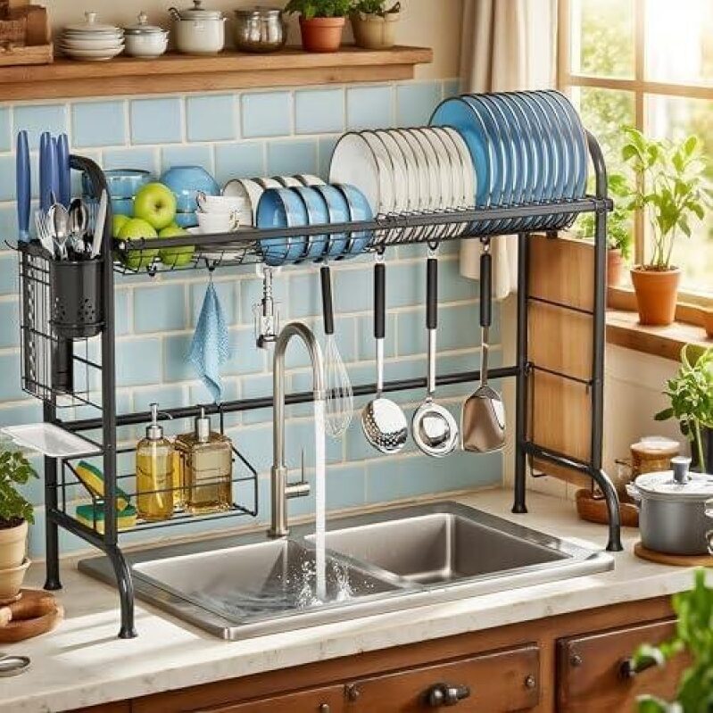 Sleek Stainless Steel Adjustable Dish Rack - 50% Discount