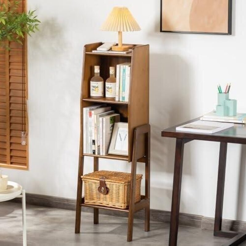 3-Tier Bamboo Bookshelf – Wood Bookcase Organizer with Open Shelves for Living Room & Home Office-Walnut Medium 50%OFF