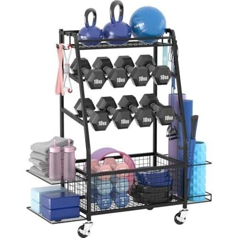 Wheeled Dumbbell Rack with Storage - 50% OFF