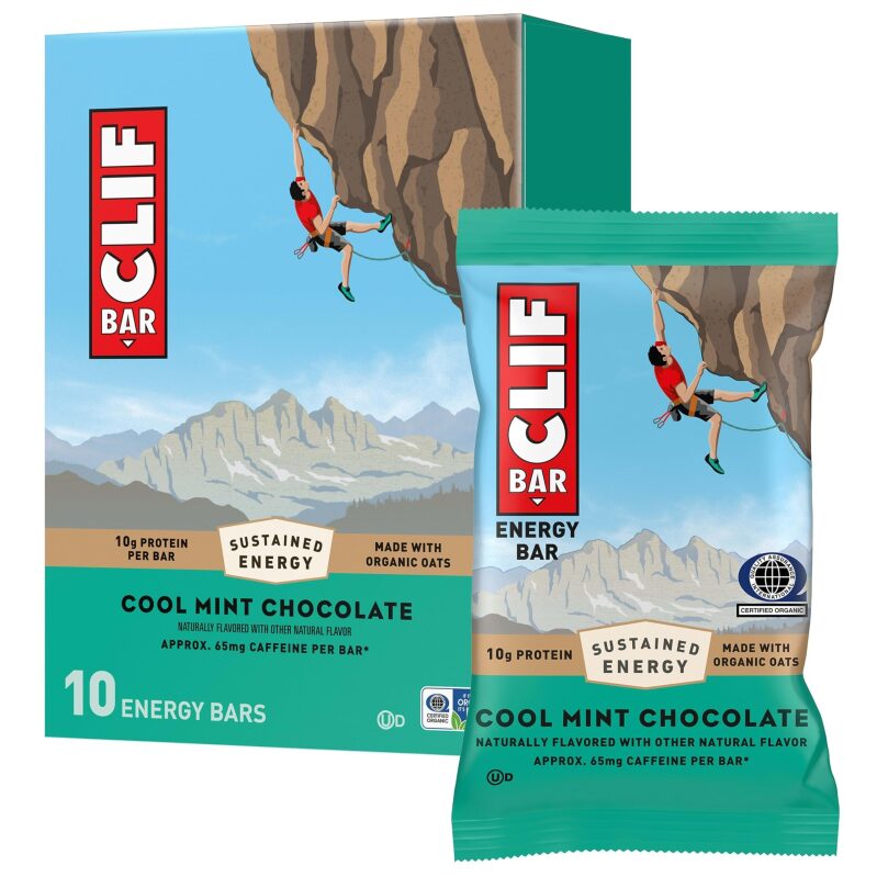 10ct CLIF BAR Cool Mint Chocolate Energy Bars with Caffeine