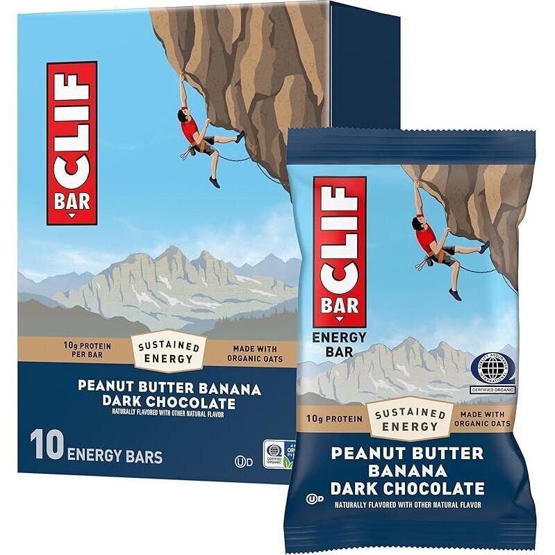 CLIF BAR Energy Protein Bars, 10-Pack - Peanut Butter Banana w/Dark Chocolate
