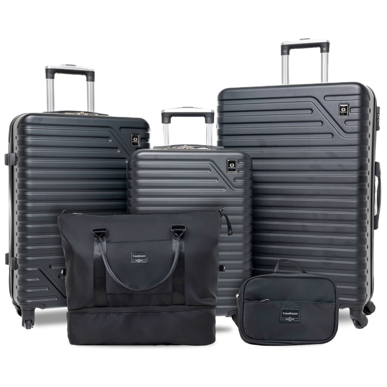 Travelhouse 5-Piece Hardside Luggage Set for Long-Term Travel and Business Trips