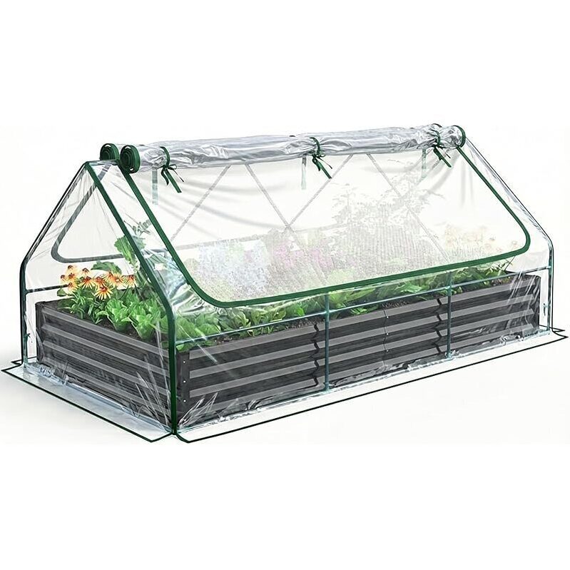 Versatile 3-in-1 Galvanized Steel Raised Garden Bed with Greenhouse