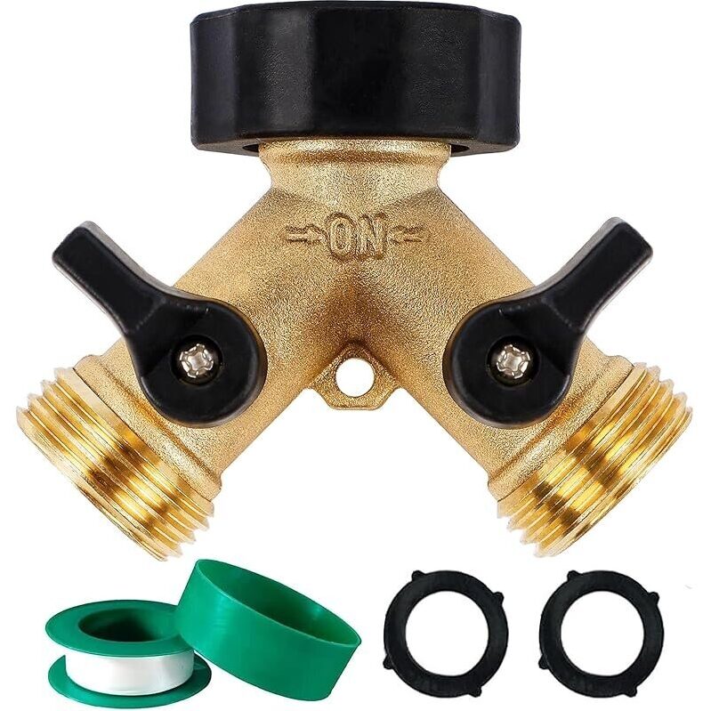 Biswing Garden Hose Splitter 2-Way with Extra Rubber Washers