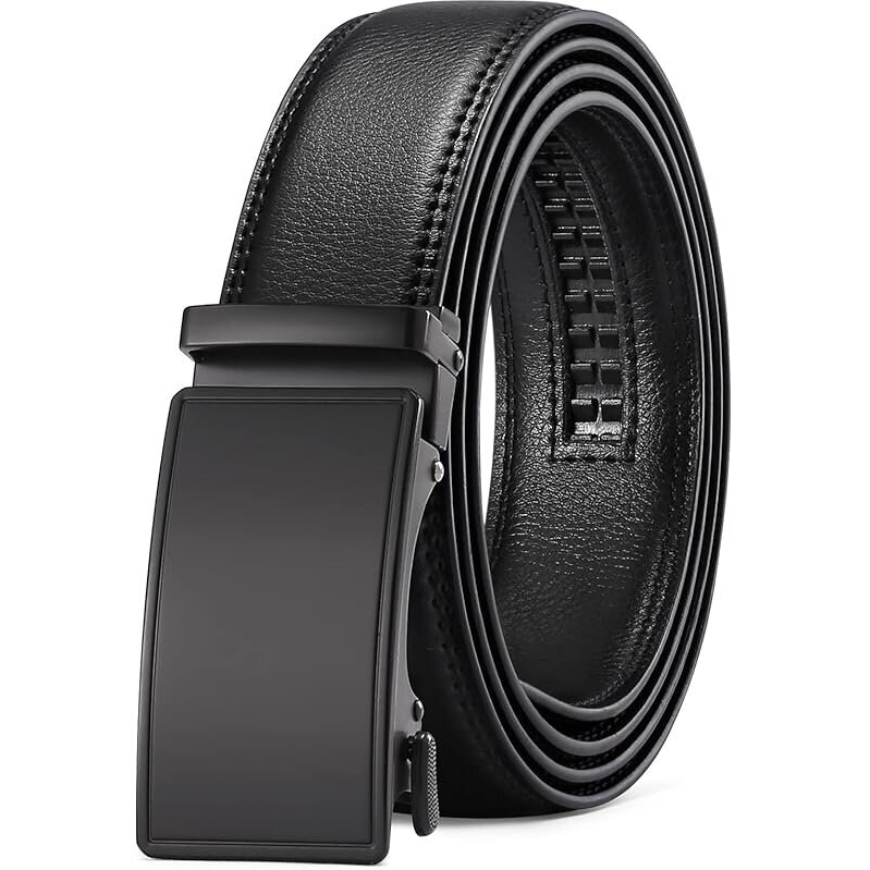 Sendefn Men's Leather Automatic Ratchet Buckle Slide Belt