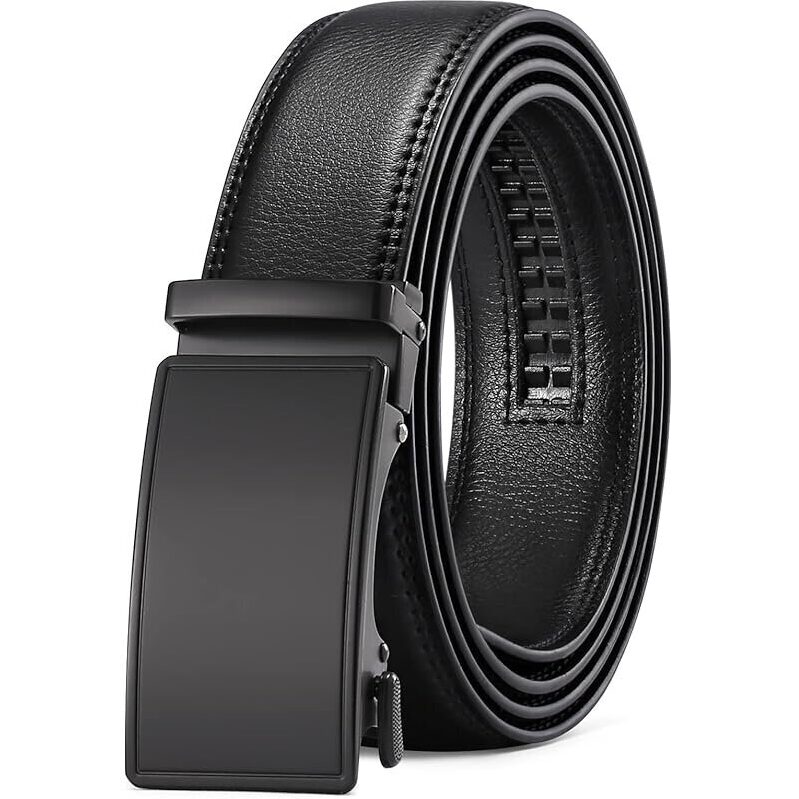 Sendefn Men's Leather Automatic Ratchet Buckle Slide Belt
