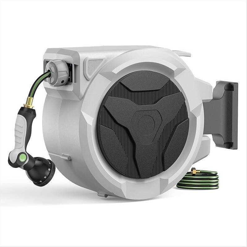 100-ft 1/2-in Retractable Hose Reel with Auto Rewind - Efficient Yard Watering