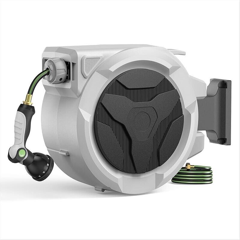 100-ft 1/2-in Retractable Hose Reel with Auto Rewind - Efficient Yard Watering
