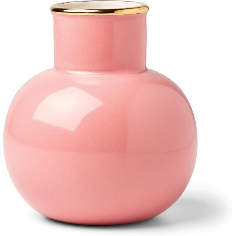 Elegant Pink Ceramic Vase with Gold Accents - Perfect Home Decor