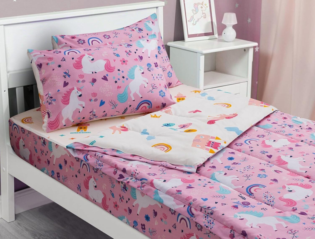 Twin Size Unicorn Rainbow Bedding Set for Kids