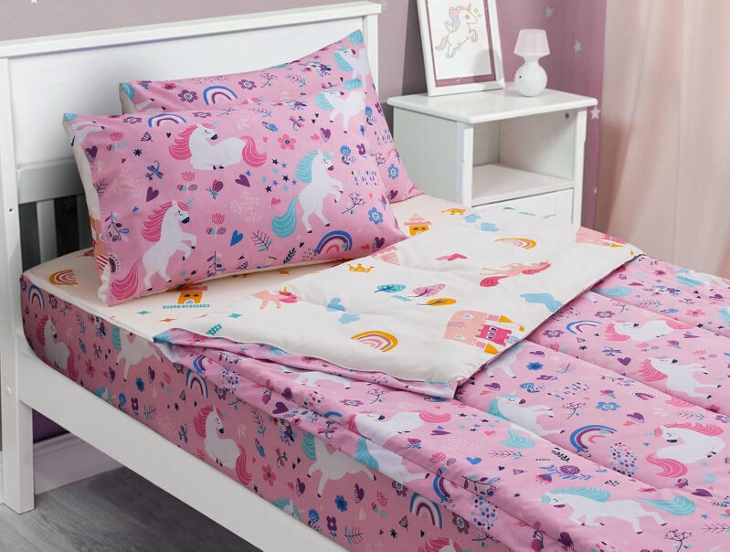 Twin Size Unicorn Rainbow Bedding Set for Kids