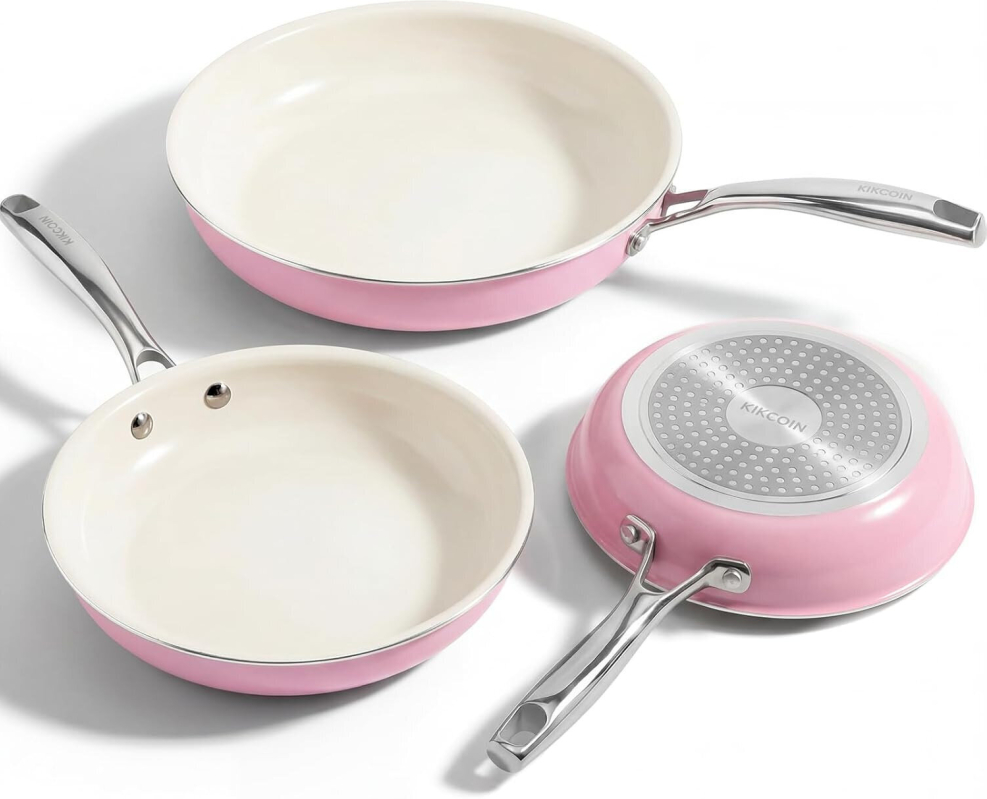 Pink Ceramic Non-Stick Frying Pan Set - Affordable and Safe Cooking