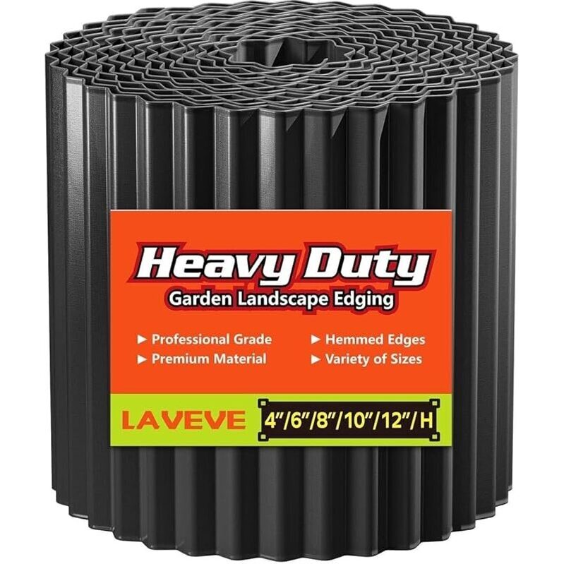 LAVEVE Corrugated Metal Garden Edging 6-in x 40Ft - Durable, Professional Grade
