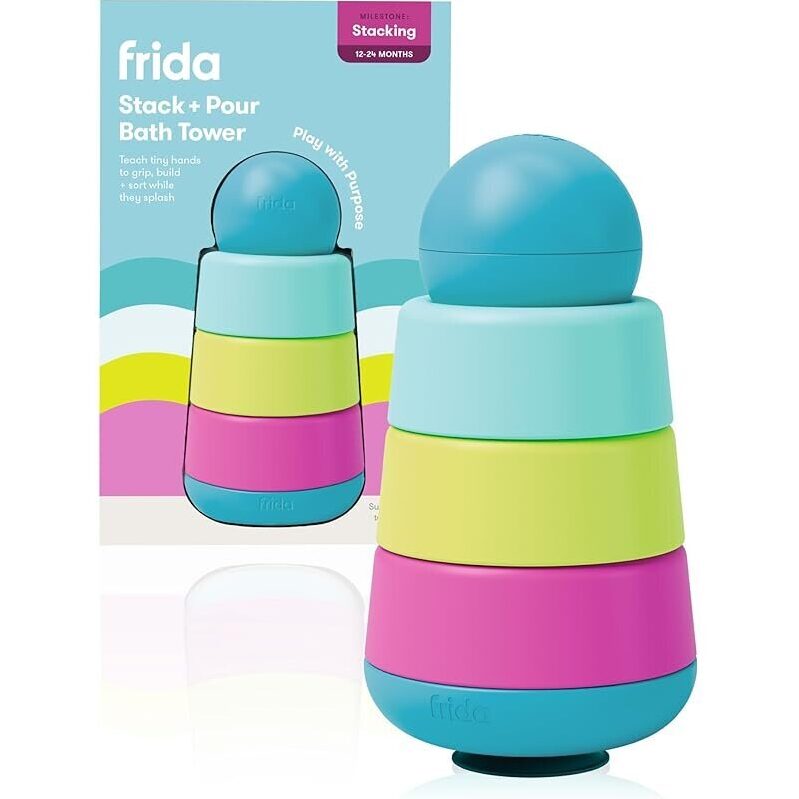 Frida Baby Stack + Pour Bath Tower Bath Toy - Develops Coordination & Understanding