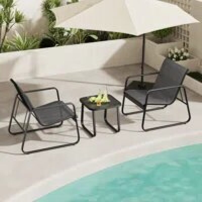 Ebern Designs 2-Person Ergonomic Chairs and Glass Coffee Table