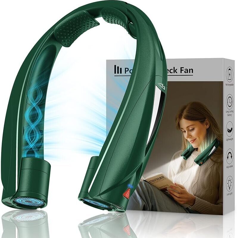 Portable Neck Fan with LED Book Light - All-Day Cooling and Reading Comfort