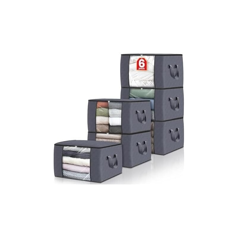 6-Pack 17-Gallon Stackable Storage Bags - Perfect for Bedroom Organization