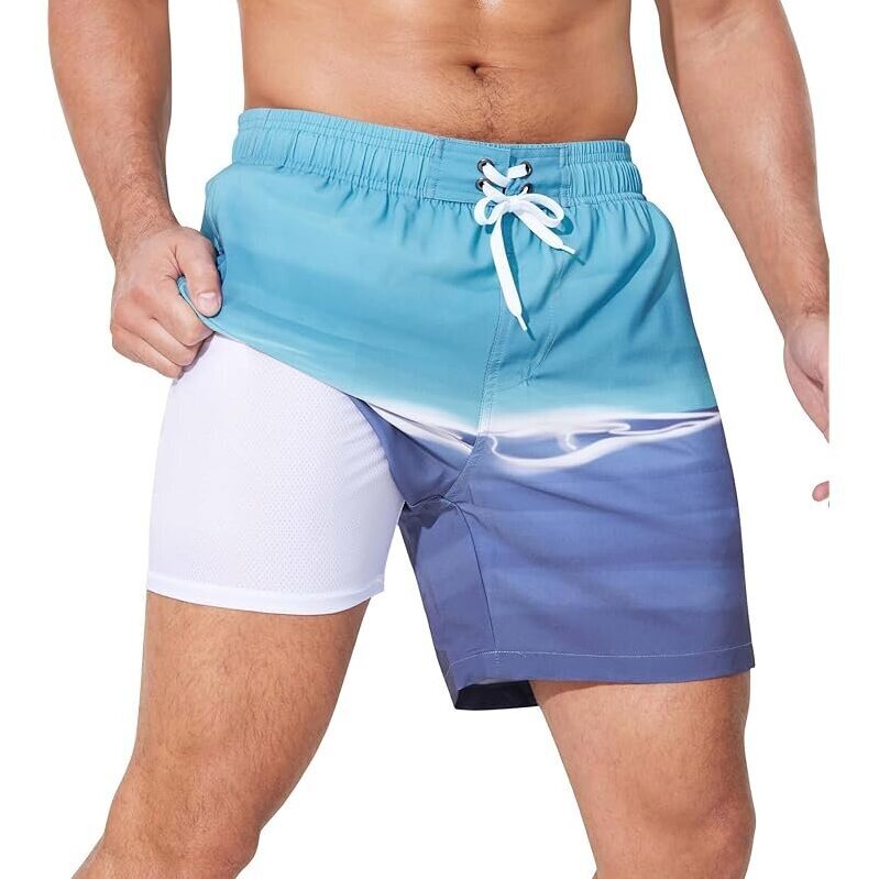 Silkworld 2-in-1 9-inch Compression Liner Swimming Trunks - Adjustable, Breathable, Durable