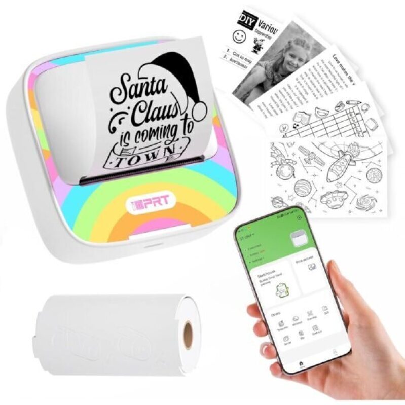 Portable Mini Thermal Printer with Sticker Paper - Ideal for Study Notes, DIY, and Crafting
