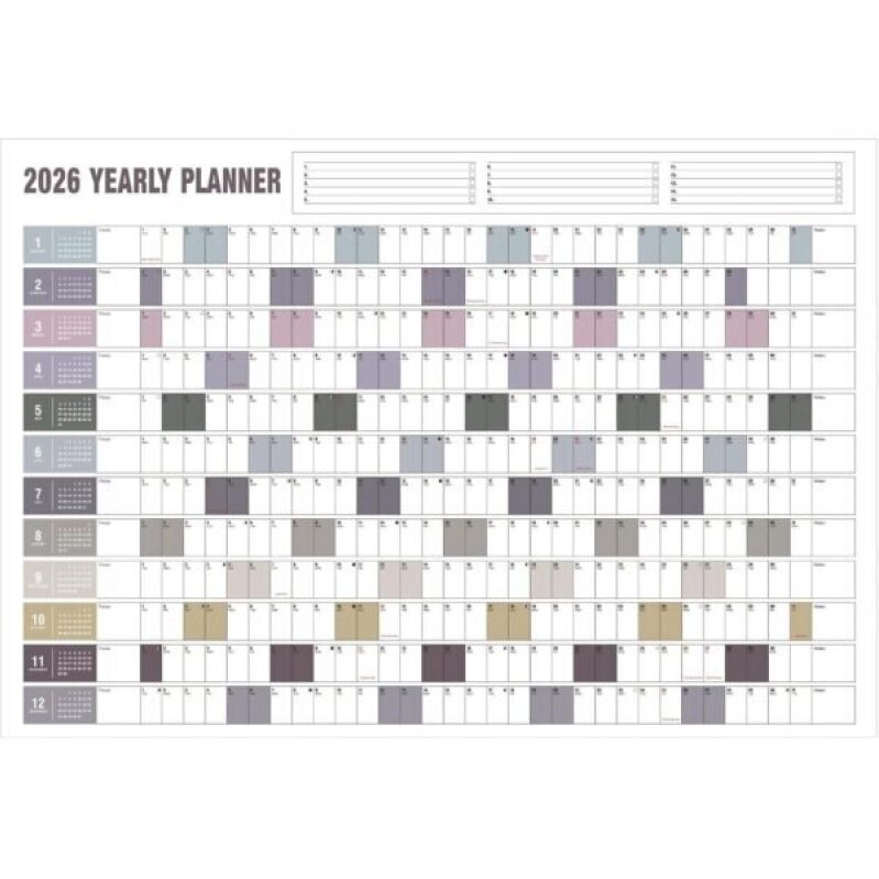 2026 Yearly Wall Planner with Holidays - Horizontal Design, 23