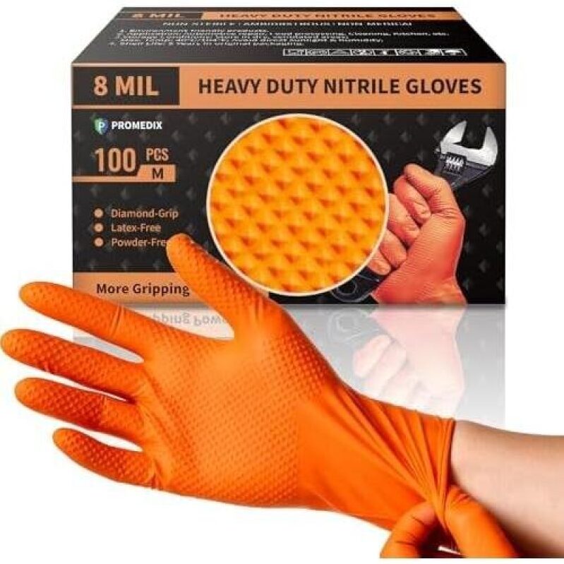Heavy Duty Nitrile Gloves - 8 MIL Diamond-Grip with 40% OFF
