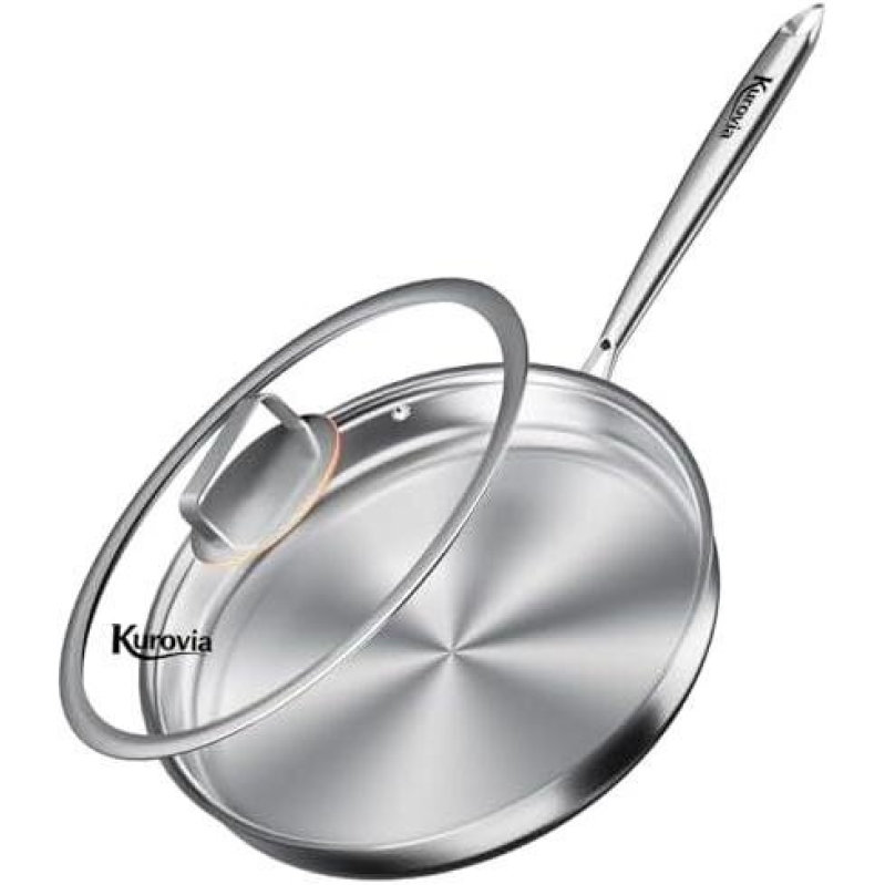 Kurovia 10.8-Inch Stainless Steel Frying Pan with Lid - 39% Off