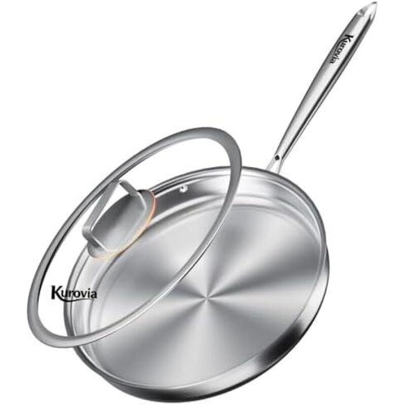 Kurovia 10.8-Inch Stainless Steel Frying Pan with Lid - 39% Off