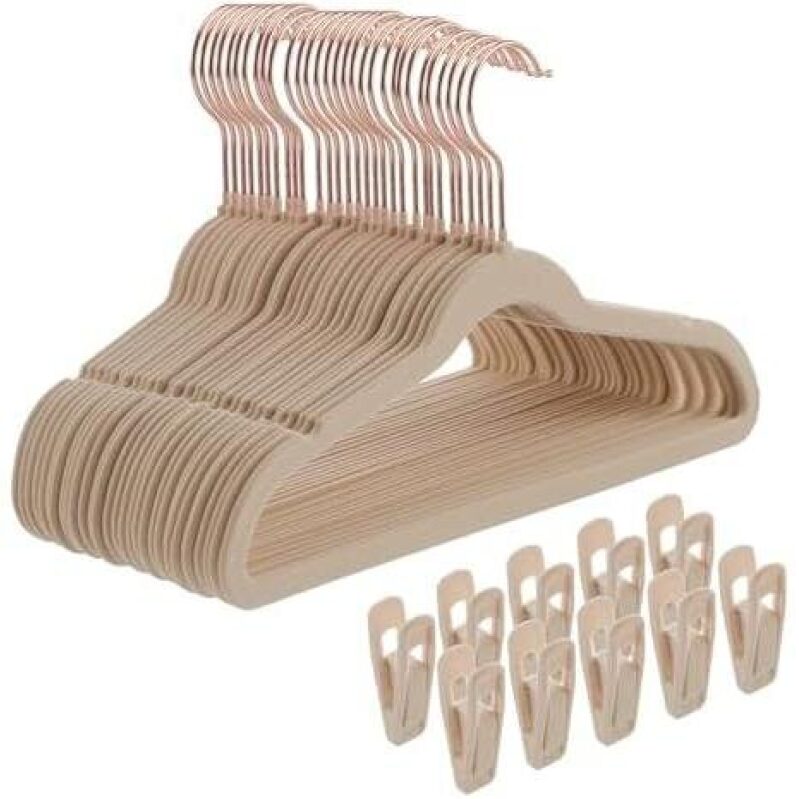 Elegant Non-Slip Velvet Hangers with Clips for Kids' Clothes - 30 Pack