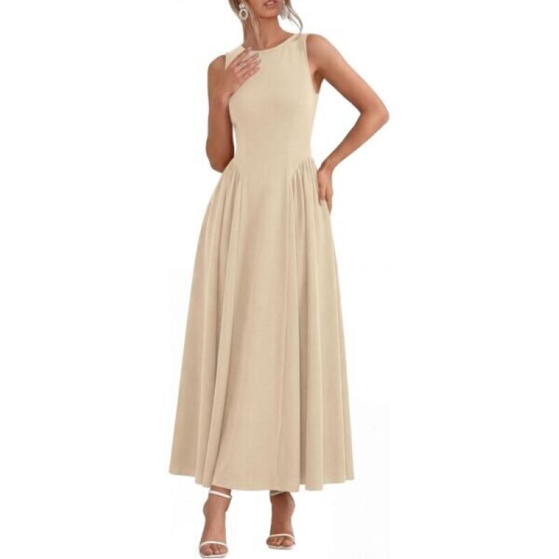 KIRUNDO Women's Sleeveless Boat Neck A-Line Dress - 74% Discount