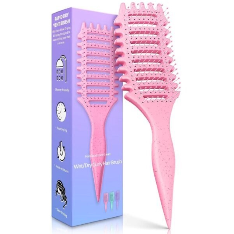 4-in-1 Vent Brush for Curly Hair - Detangling and Drying