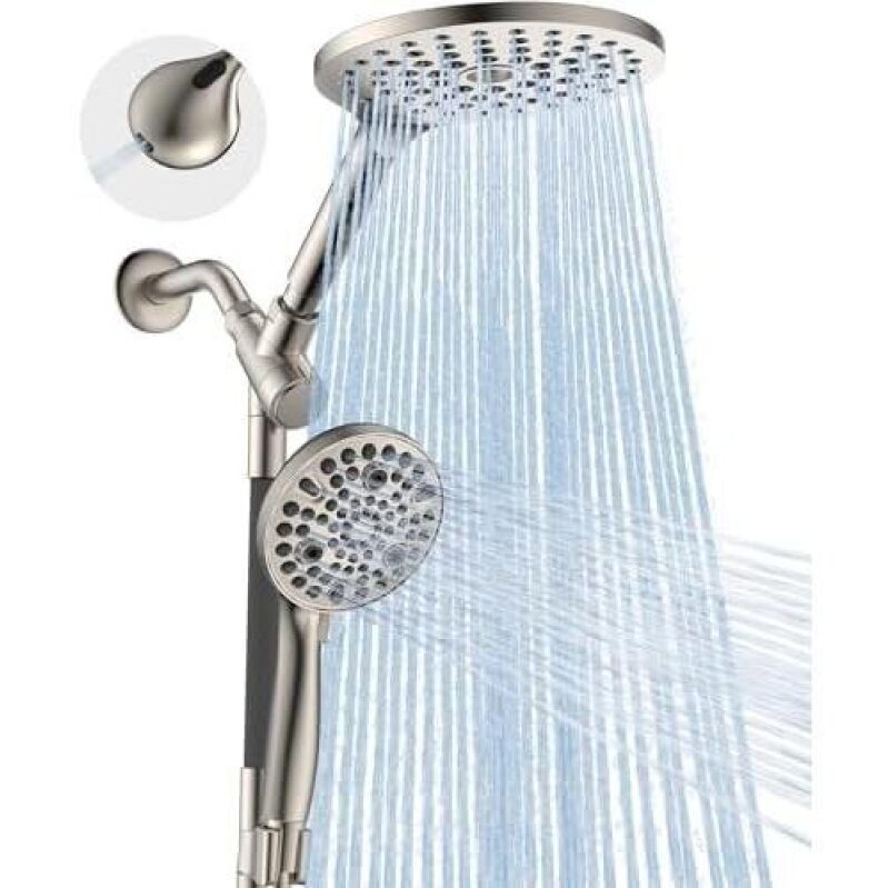 Double Duty Shower Set with 8-inch Rainfall Head and 10-Mode Handheld - 62% OFF