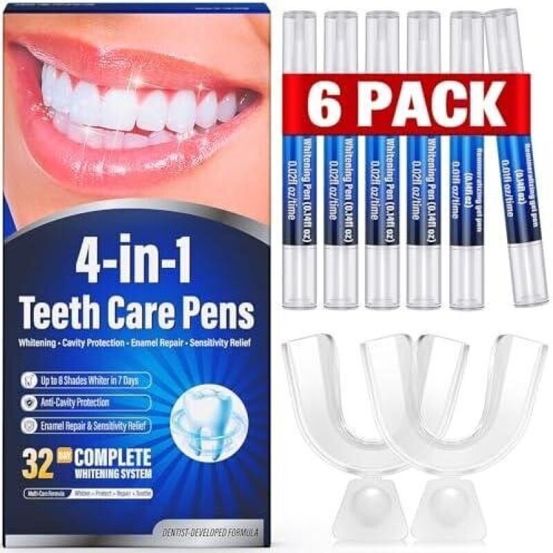 Teeth Whitening Care Pens - 6 Pack with Whitening, Cavity Protection, Enamel Repair, and Sensitivity Relief