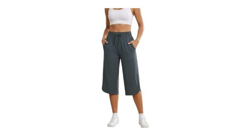 gaimoliso Drawstring Capri Pants for Women - Casual Wide Leg Yoga Pants