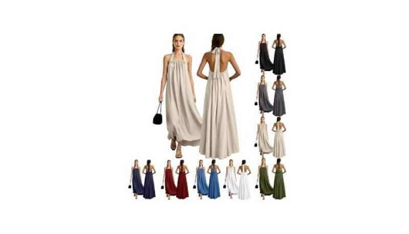 Elegant Halter Neck Dresses for Women: Backless Maxi Classy Dress