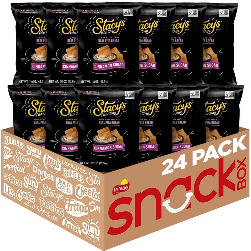 24-Pack Stacy's Cinnamon Sugar Flavored Pita Chips - Deliciously Crunchy Snack