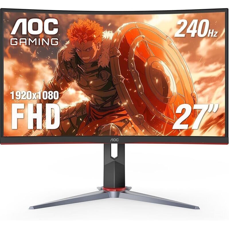 AOC C27G4ZH 27-Inch Curved Frameless Ultra-Fast Gaming Monitor - 280Hz Refresh Rate, 0.3ms Response Time, 1500R Curvature