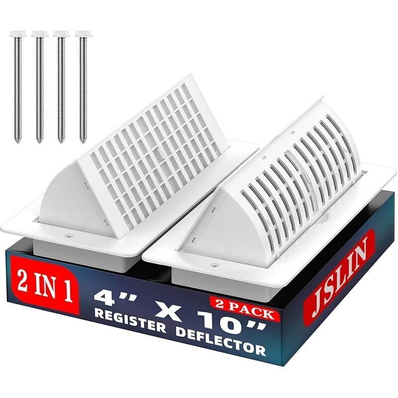 2-Pack 4x10 Floor Vent Covers with Deflector - Durable and Efficient Home Ventilation