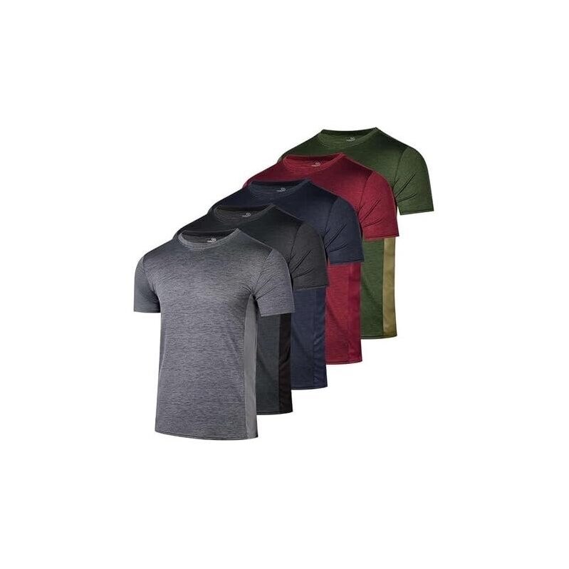 5-Pack Men's Active Athletic Dry-Fit Performance T-Shirts