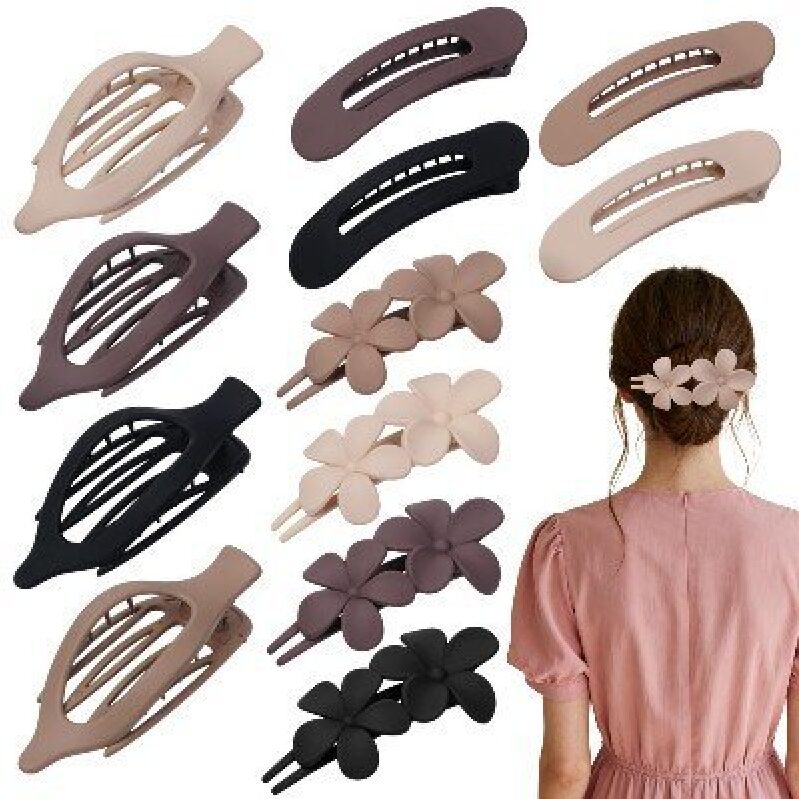Elegant Flat Hair Clips 12-Piece Set for Women