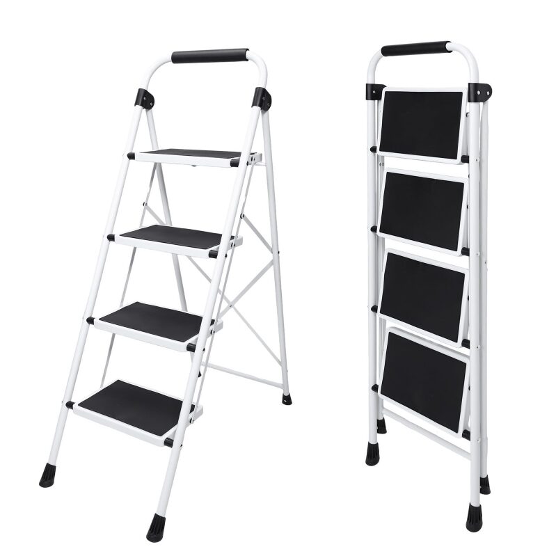 Compact Folding Step Stool - 4 Steps, 330lbs Capacity