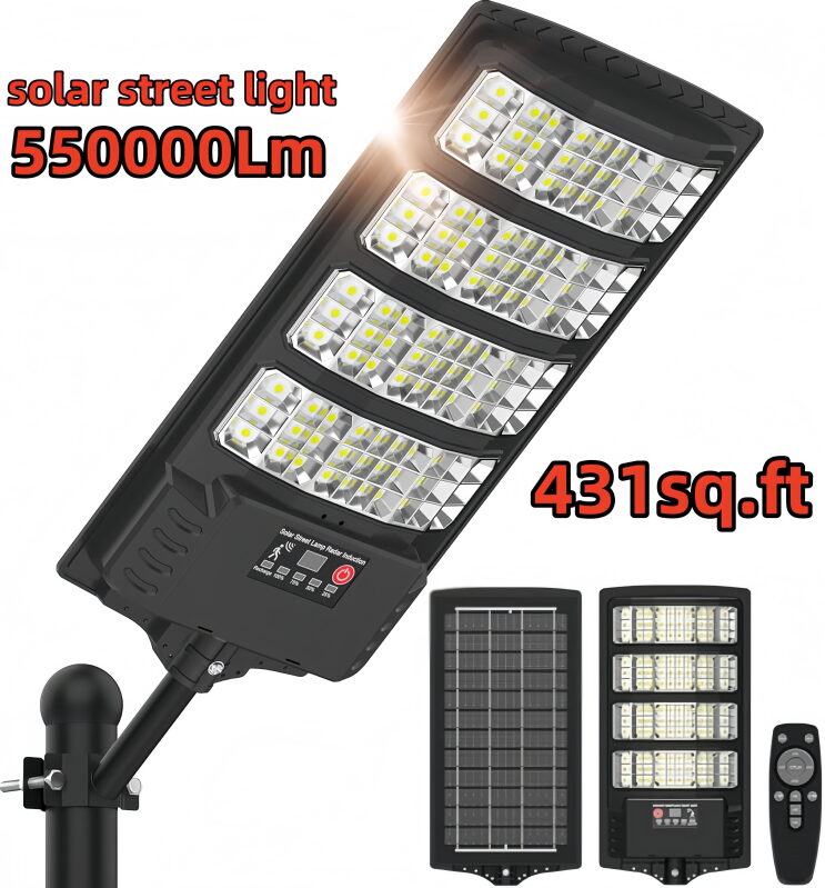 Solar Powered Outdoor Lights - 550000Lm, 80% Brightness Boost
