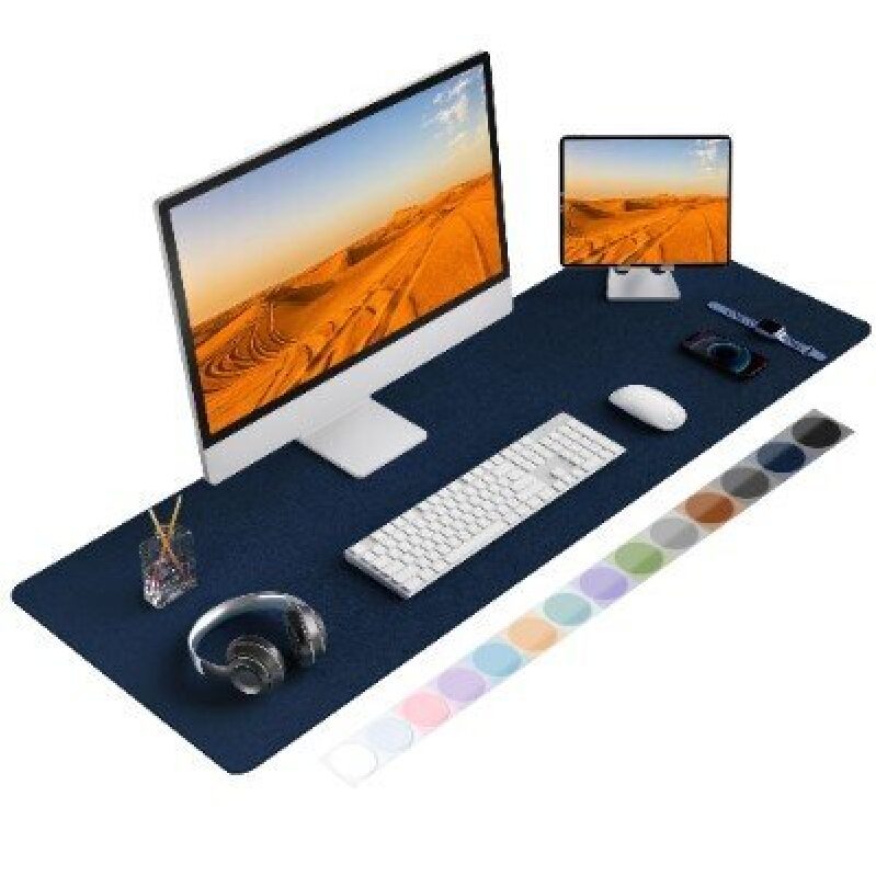 Roslim Navy Blue PU Leather Desk Mat - 17