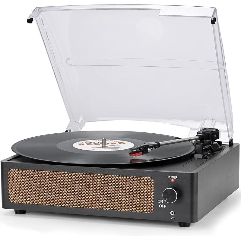 Vintage Vinyl Record Player with Bluetooth - 3 Speeds