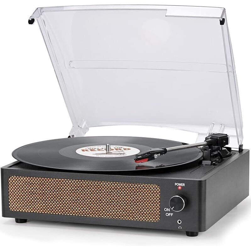 Vintage Vinyl Record Player with Bluetooth - 3 Speeds