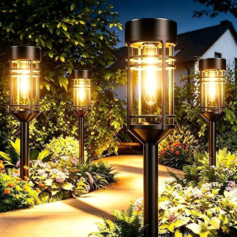 Amzarp 6-Pack Bright LED Solar Pathway Garden Lights